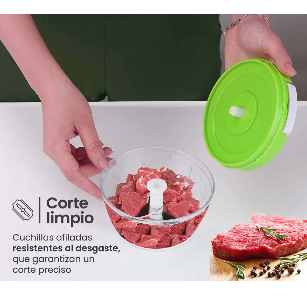 Miniatura 5 de Picadora Manual Multiusos Con Cordon